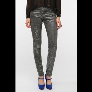 TRIPP NYC Silver Glitter Skinny Jeans NEW